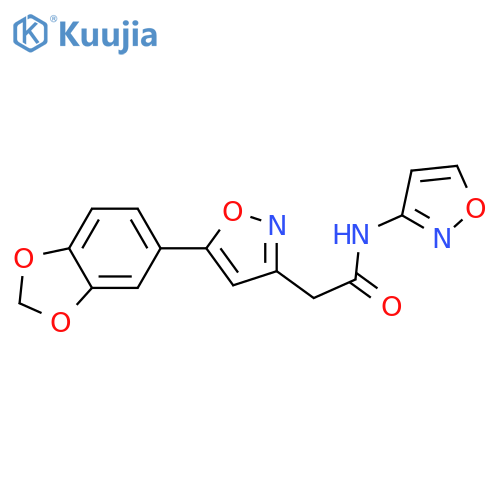 2-5-(2H-1,3-benzodioxol-5-yl)-1,2-oxazol-3-yl-N-(1,2-oxazol-3-yl)acetamide structure