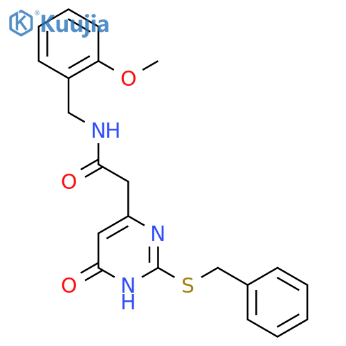 2-2-(benzylsulfanyl)-6-oxo-1,6-dihydropyrimidin-4-yl-N-(2-methoxyphenyl)methylacetamide structure