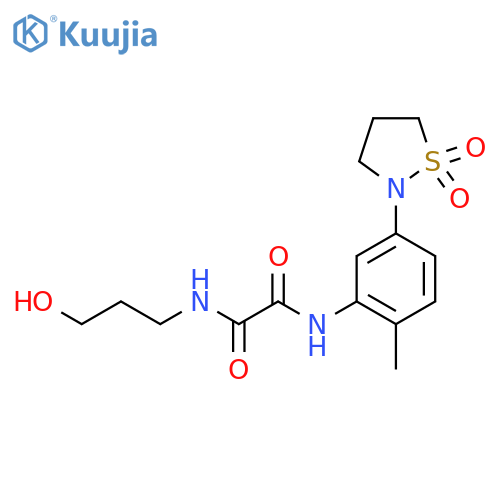 N'-[5-(1,1-dioxo-1lambda6,2-thiazolidin-2-yl)-2-methylphenyl]-N-(3-hydroxypropyl)ethanediamide structure