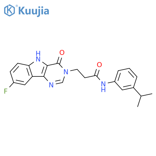 3-{8-fluoro-4-oxo-3H,4H,5H-pyrimido[5,4-b]indol-3-yl}-N-[3-(propan-2-yl)phenyl]propanamide structure