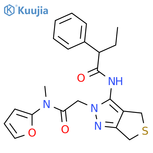 N-[2-({[(furan-2-yl)methyl]carbamoyl}methyl)-2H,4H,6H-thieno[3,4-c]pyrazol-3-yl]-2-phenylbutanamide structure