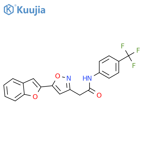 2-5-(1-benzofuran-2-yl)-1,2-oxazol-3-yl-N-4-(trifluoromethyl)phenylacetamide structure