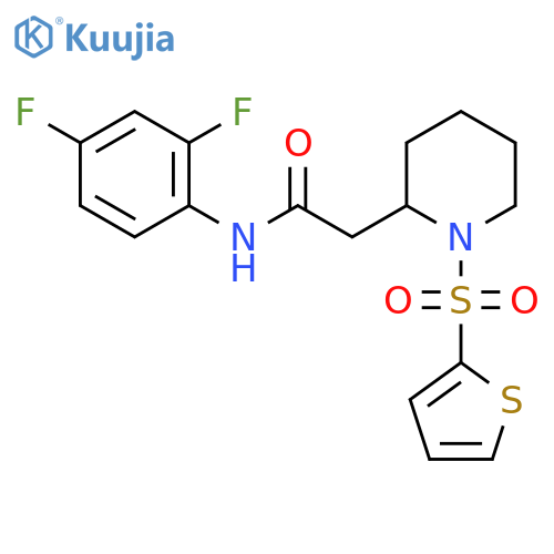 N-(2,4-difluorophenyl)-2-[1-(thiophene-2-sulfonyl)piperidin-2-yl]acetamide structure