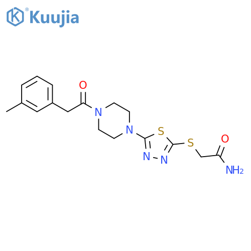 2-(5-{4-2-(3-methylphenyl)acetylpiperazin-1-yl}-1,3,4-thiadiazol-2-yl)sulfanylacetamide structure