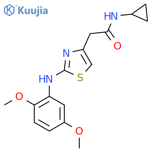 N-cyclopropyl-2-{2-(2,5-dimethoxyphenyl)amino-1,3-thiazol-4-yl}acetamide structure