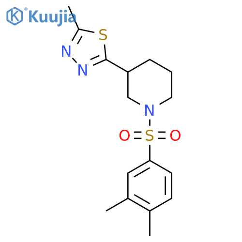 1-(3,4-dimethylbenzenesulfonyl)-3-(5-methyl-1,3,4-thiadiazol-2-yl)piperidine structure