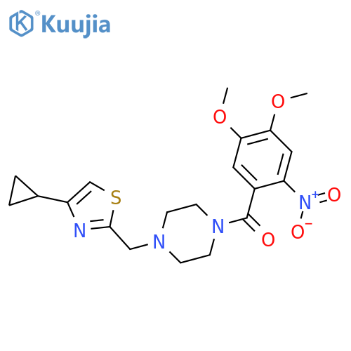 1-[(4-cyclopropyl-1,3-thiazol-2-yl)methyl]-4-(4,5-dimethoxy-2-nitrobenzoyl)piperazine structure