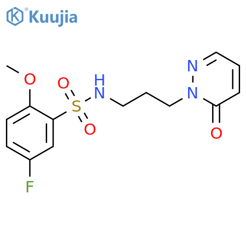5-fluoro-2-methoxy-N-3-(6-oxo-1,6-dihydropyridazin-1-yl)propylbenzene-1-sulfonamide structure