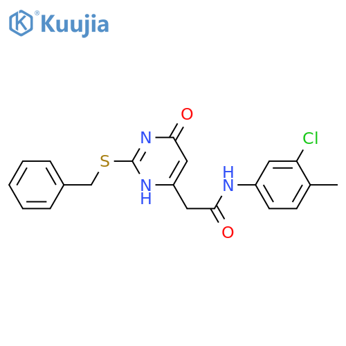 2-[2-(benzylsulfanyl)-6-oxo-1,6-dihydropyrimidin-4-yl]-N-(3-chloro-4-methylphenyl)acetamide structure