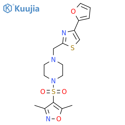 1-(3,5-dimethyl-1,2-oxazol-4-yl)sulfonyl-4-{4-(furan-2-yl)-1,3-thiazol-2-ylmethyl}piperazine structure