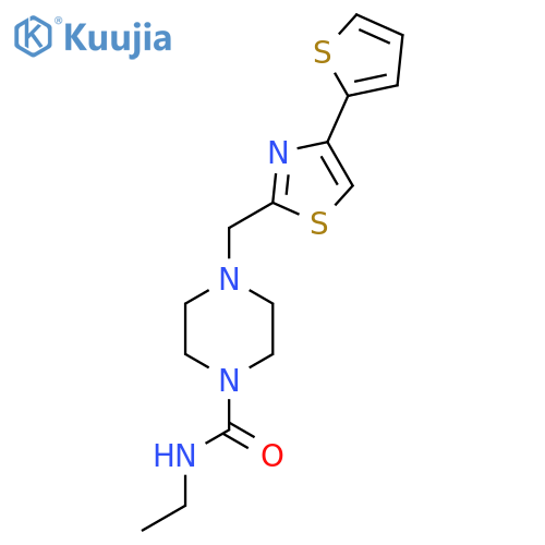 N-ethyl-4-((4-(thiophen-2-yl)thiazol-2-yl)methyl)piperazine-1-carboxamide structure