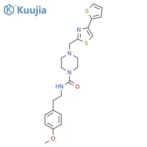 N-2-(4-methoxyphenyl)ethyl-4-{4-(thiophen-2-yl)-1,3-thiazol-2-ylmethyl}piperazine-1-carboxamide structure