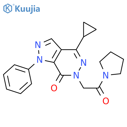 4-cyclopropyl-6-[2-oxo-2-(pyrrolidin-1-yl)ethyl]-1-phenyl-1H,6H,7H-pyrazolo[3,4-d]pyridazin-7-one structure