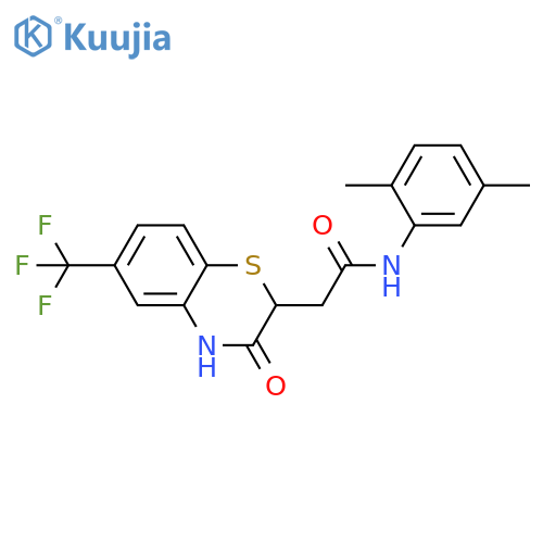 N-(2,5-dimethylphenyl)-2-[3-oxo-6-(trifluoromethyl)-3,4-dihydro-2H-1,4-benzothiazin-2-yl]acetamide structure
