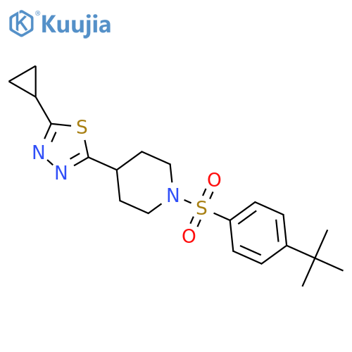 1-(4-tert-butylbenzenesulfonyl)-4-(5-cyclopropyl-1,3,4-thiadiazol-2-yl)piperidine structure