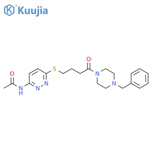 N-(6-{[4-(4-benzylpiperazin-1-yl)-4-oxobutyl]sulfanyl}pyridazin-3-yl)acetamide structure
