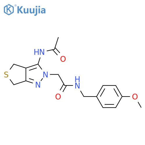 2-{3-acetamido-2H,4H,6H-thieno3,4-cpyrazol-2-yl}-N-(4-methoxyphenyl)methylacetamide structure