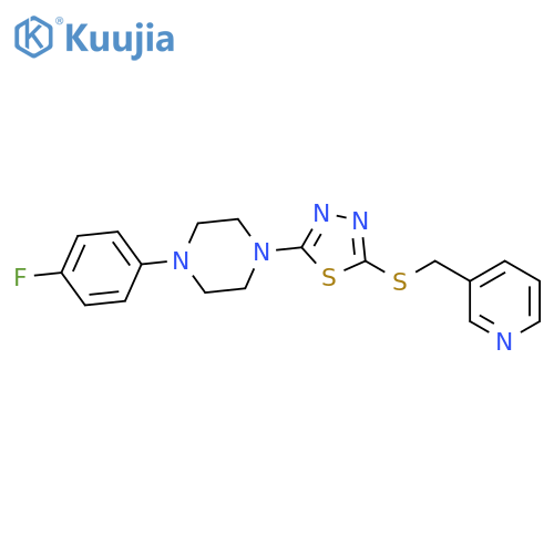 1-(4-fluorophenyl)-4-(5-{[(pyridin-3-yl)methyl]sulfanyl}-1,3,4-thiadiazol-2-yl)piperazine structure