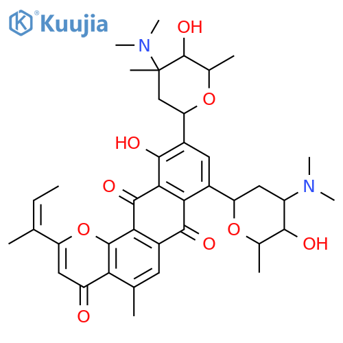 4H-Anthra[1,2-b]pyran-4,7,12-trione,11-hydroxy-5-methyl-2-[(1E)-1-methyl-1-propen-1-yl]-8-[2,3,6-trideoxy-3-(dimethylamino)-b-D-arabino-hexopyranosyl]-10-[2,3,6-trideoxy-3-(dimethylamino)-3-C-methyl-a-L-lyxo-hexopyranosyl]- structure