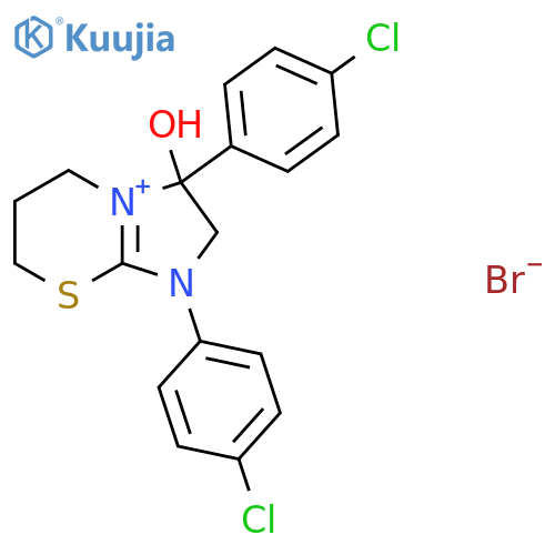 1,3-bis(4-chlorophenyl)-3-hydroxy-2H,3H,5H,6H,7H-1-imidazo[2,1-b][1,3]thiazin-1-ylium bromide structure
