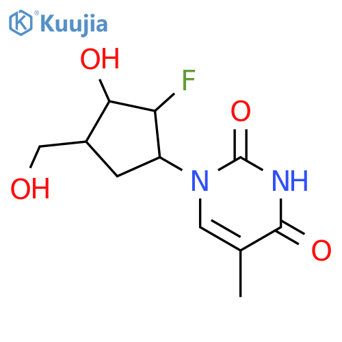 2,4(1H,3H)-Pyrimidinedione,1-[(1R,2R,3R,4R)-2-fluoro-3-hydroxy-4-(hydroxymethyl)cyclopentyl]-5-methyl-,rel- structure