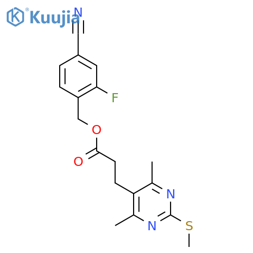 (4-Cyano-2-fluorophenyl)methyl 3-[4,6-dimethyl-2-(methylsulfanyl)pyrimidin-5-yl]propanoate structure