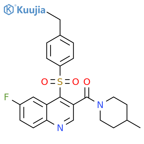 4-(4-ethylbenzenesulfonyl)-6-fluoro-3-(4-methylpiperidine-1-carbonyl)quinoline structure