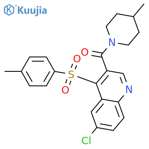 6-chloro-4-(4-methylbenzenesulfonyl)-3-(4-methylpiperidine-1-carbonyl)quinoline structure