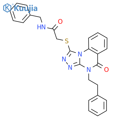 N-benzyl-2-{[5-oxo-4-(2-phenylethyl)-4H,5H-[1,2,4]triazolo[4,3-a]quinazolin-1-yl]sulfanyl}acetamide structure