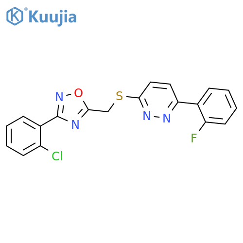 3-({[3-(2-chlorophenyl)-1,2,4-oxadiazol-5-yl]methyl}sulfanyl)-6-(2-fluorophenyl)pyridazine structure