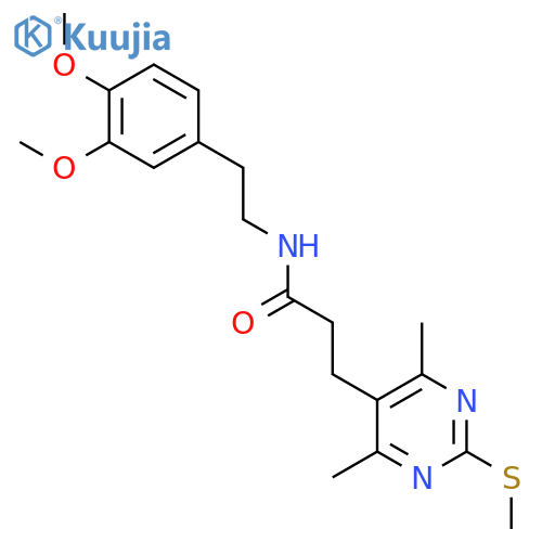 N-[2-(3,4-dimethoxyphenyl)ethyl]-3-[4,6-dimethyl-2-(methylsulfanyl)pyrimidin-5-yl]propanamide structure