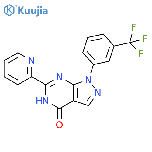 6-(pyridin-2-yl)-1-3-(trifluoromethyl)phenyl-1H,4H,5H-pyrazolo3,4-dpyrimidin-4-one structure