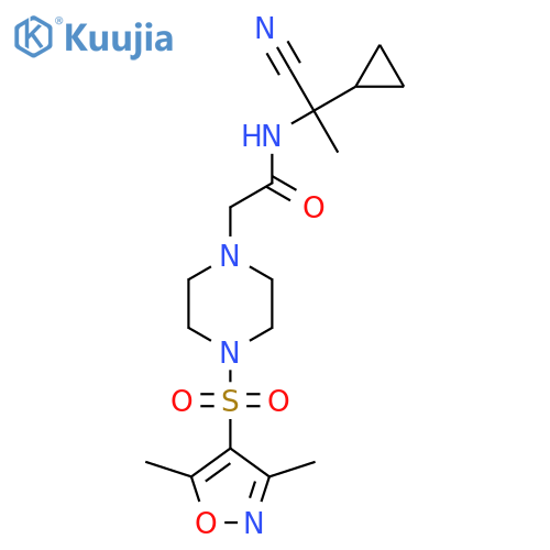 N-(1-cyano-1-cyclopropylethyl)-2-{4-[(3,5-dimethyl-1,2-oxazol-4-yl)sulfonyl]piperazin-1-yl}acetamide structure