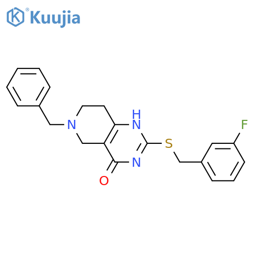 6-benzyl-2-{[(3-fluorophenyl)methyl]sulfanyl}-3H,4H,5H,6H,7H,8H-pyrido[4,3-d]pyrimidin-4-one structure