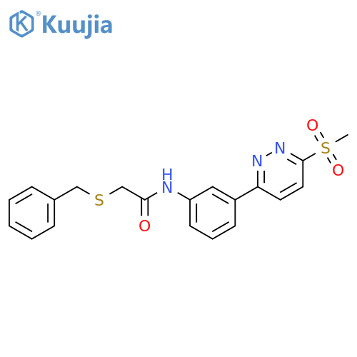 2-(benzylsulfanyl)-N-[3-(6-methanesulfonylpyridazin-3-yl)phenyl]acetamide structure