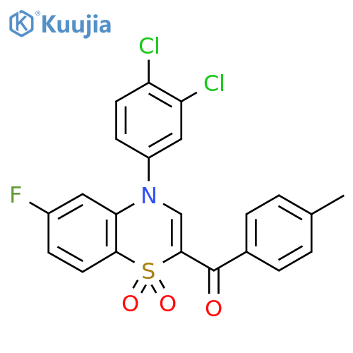 4-(3,4-dichlorophenyl)-6-fluoro-2-(4-methylbenzoyl)-4H-1lambda6,4-benzothiazine-1,1-dione structure