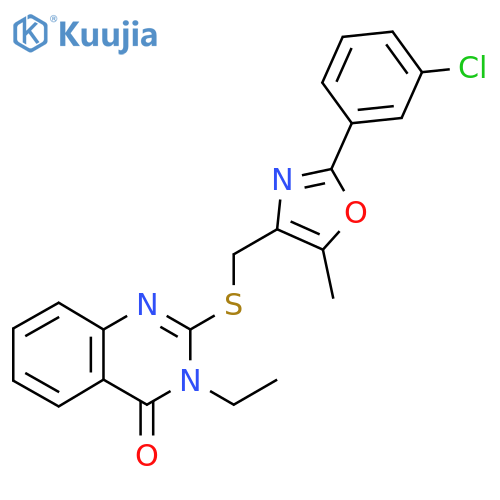 2-({2-(3-chlorophenyl)-5-methyl-1,3-oxazol-4-ylmethyl}sulfanyl)-3-ethyl-3,4-dihydroquinazolin-4-one structure