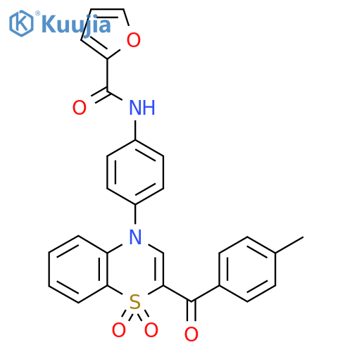 N-{4-[2-(4-methylbenzoyl)-1,1-dioxo-4H-1lambda6,4-benzothiazin-4-yl]phenyl}furan-2-carboxamide structure