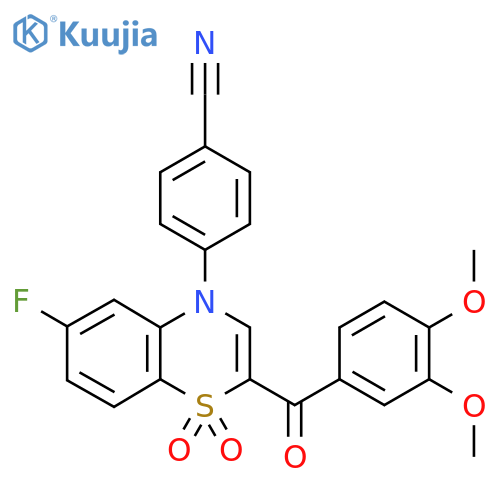 4-[2-(3,4-dimethoxybenzoyl)-6-fluoro-1,1-dioxo-4H-1lambda6,4-benzothiazin-4-yl]benzonitrile structure