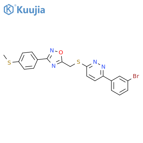 3-(3-bromophenyl)-6-[({3-[4-(methylsulfanyl)phenyl]-1,2,4-oxadiazol-5-yl}methyl)sulfanyl]pyridazine structure