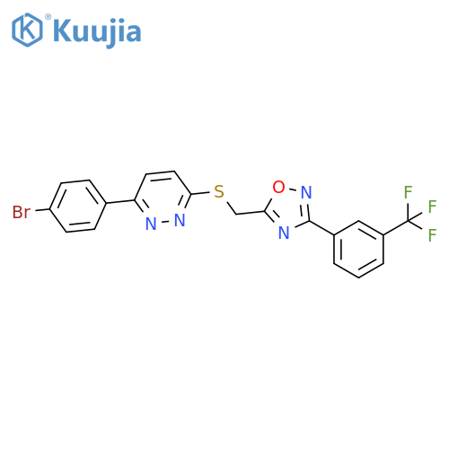 3-(4-bromophenyl)-6-[({3-[3-(trifluoromethyl)phenyl]-1,2,4-oxadiazol-5-yl}methyl)sulfanyl]pyridazine structure