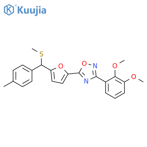 3-(2,3-dimethoxyphenyl)-5-[5-({[(4-methylphenyl)methyl]sulfanyl}methyl)furan-2-yl]-1,2,4-oxadiazole structure