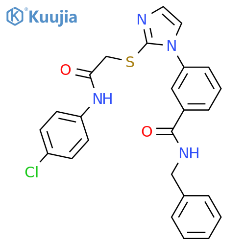 N-benzyl-3-[2-({[(4-chlorophenyl)carbamoyl]methyl}sulfanyl)-1H-imidazol-1-yl]benzamide structure