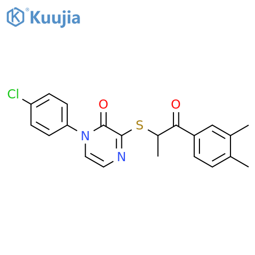 1-(4-chlorophenyl)-3-{[1-(3,4-dimethylphenyl)-1-oxopropan-2-yl]sulfanyl}-1,2-dihydropyrazin-2-one structure