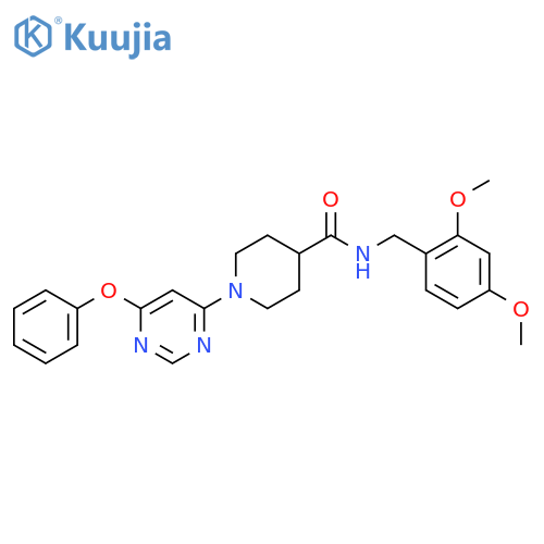 N-(2,4-dimethoxyphenyl)methyl-1-(6-phenoxypyrimidin-4-yl)piperidine-4-carboxamide structure