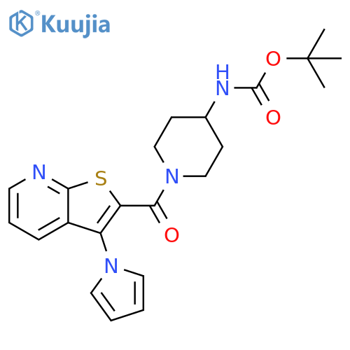 tert-butyl N-{1-[3-(1H-pyrrol-1-yl)thieno[2,3-b]pyridine-2-carbonyl]piperidin-4-yl}carbamate structure