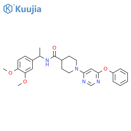 N-1-(3,4-dimethoxyphenyl)ethyl-1-(6-phenoxypyrimidin-4-yl)piperidine-4-carboxamide structure