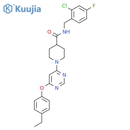 N-[(2-chloro-4-fluorophenyl)methyl]-1-[6-(4-ethylphenoxy)pyrimidin-4-yl]piperidine-4-carboxamide structure