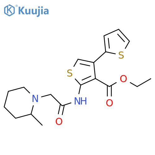 ethyl 5'-[2-(2-methylpiperidin-1-yl)acetamido]-[2,3'-bithiophene]-4'-carboxylate structure