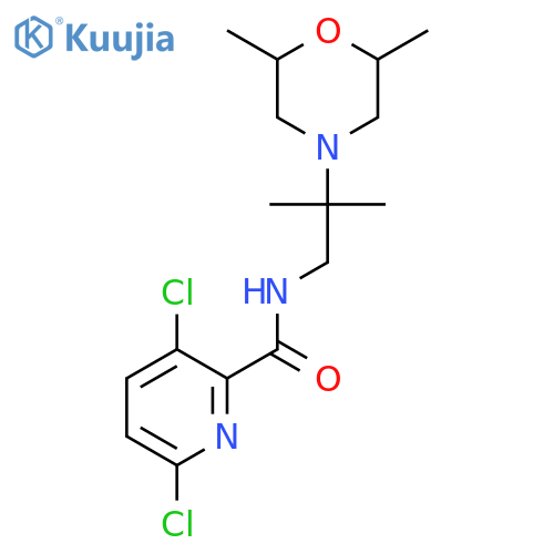 3,6-dichloro-N-[2-(2,6-dimethylmorpholin-4-yl)-2-methylpropyl]pyridine-2-carboxamide structure